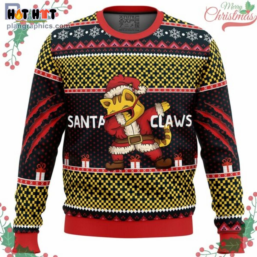 Cat Dabbing Santa Claws Ugly Christmas Sweater
