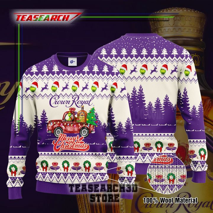 Good Idea Crown Royal Grinch Merry Christmas Ugly Christmas Sweater Hoodie Zip Hoodie Bomber Jacket