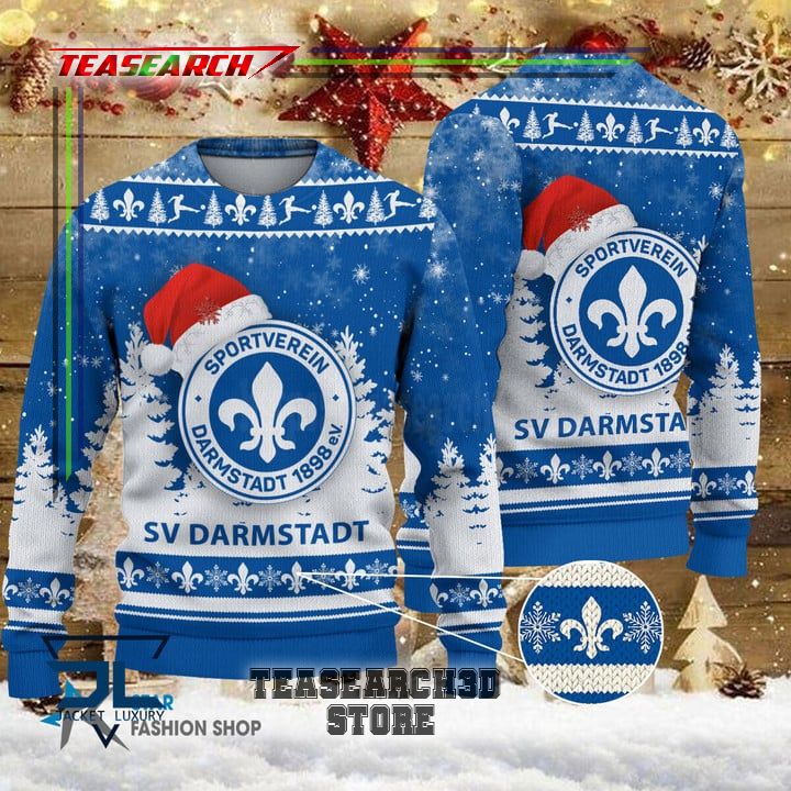 Top Alibaba Darmstadt 98 Santa Hat Ugly Christmas Sweater