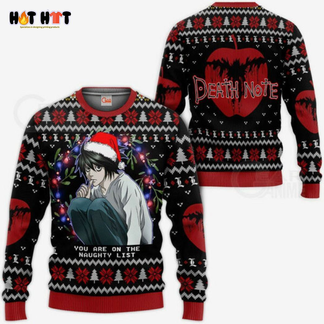 Death Note L You Are On The Naughty List Ugly Christmas Sweater
