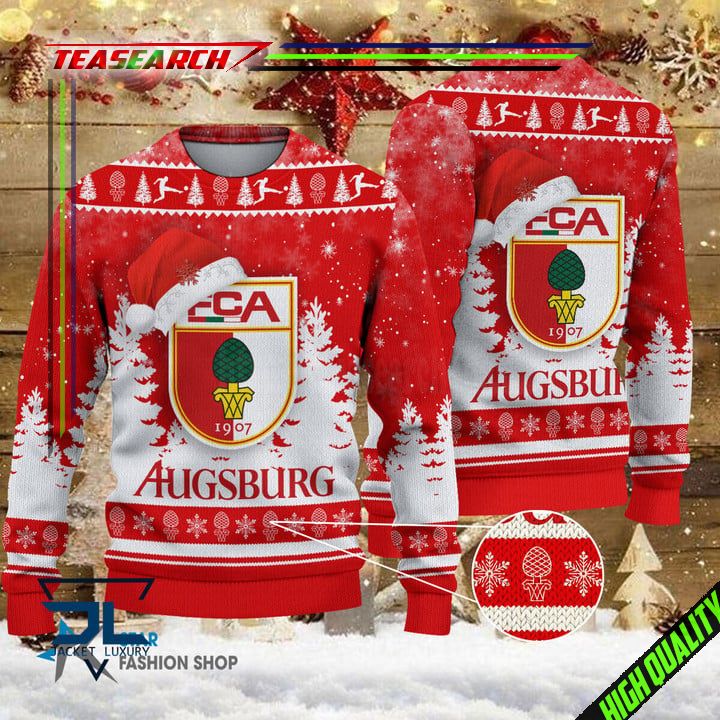Esty FC Augsburg Santa Hat Knitted Ugly Sweater