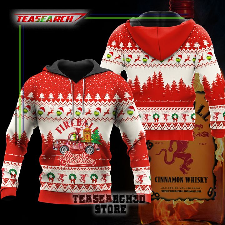 Hot Sale Fireball Grinch Merry Christmas Ugly Christmas Sweater Hoodie Zip Hoodie Bomber Jacket