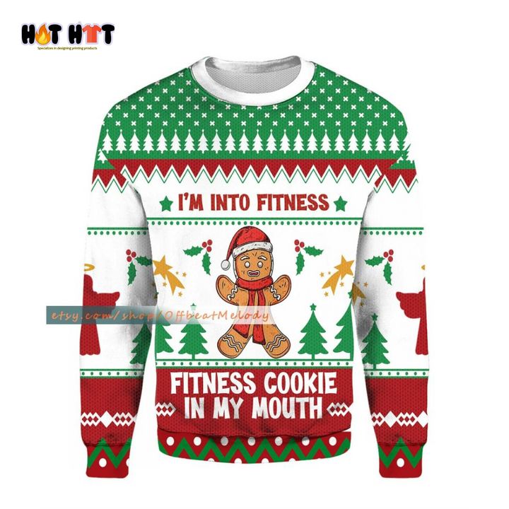 Best Fitness Cookie in My Mouth Funny Christmas Sweater