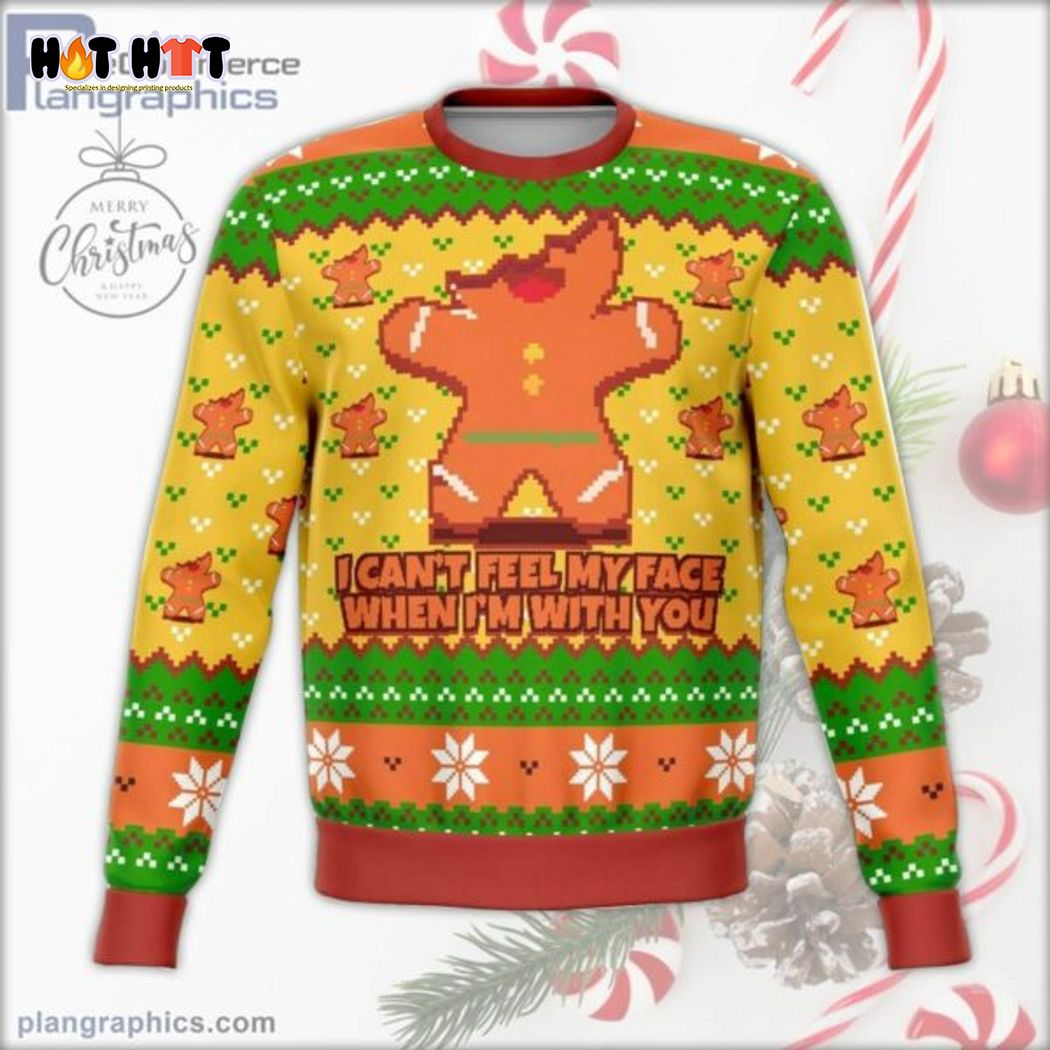 Gingerbread I Can’t Feel My Face When I’m With You Ugly Christmas Sweater