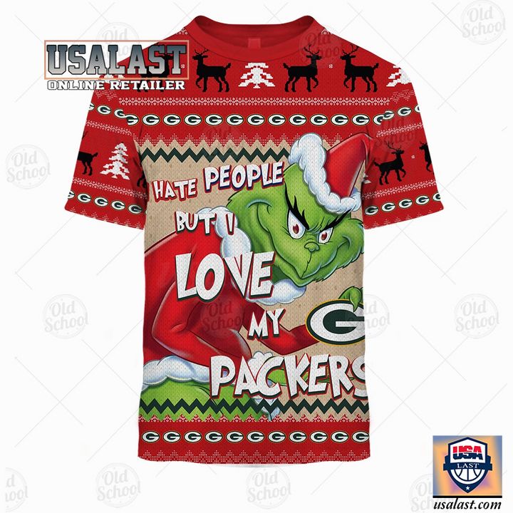 I Hate People But I Love My Green Bay Packers Grinch Shirt