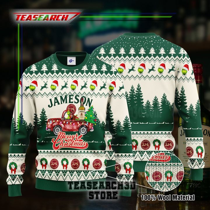 Luxury Jameson Grinch Merry Christmas Ugly Christmas Sweater Hoodie Zip Hoodie Bomber Jacket