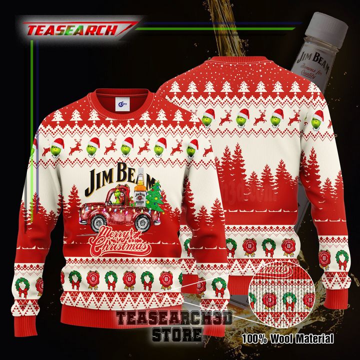 New Taobao Jim Beam Grinch Merry Christmas Ugly Christmas Sweater Hoodie Zip Hoodie Bomber Jacket