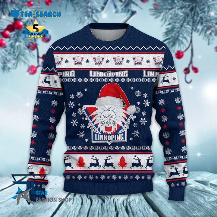 Mythical Linkoping HC Santa Hat Ugly Christmas Sweater Jul Tröja