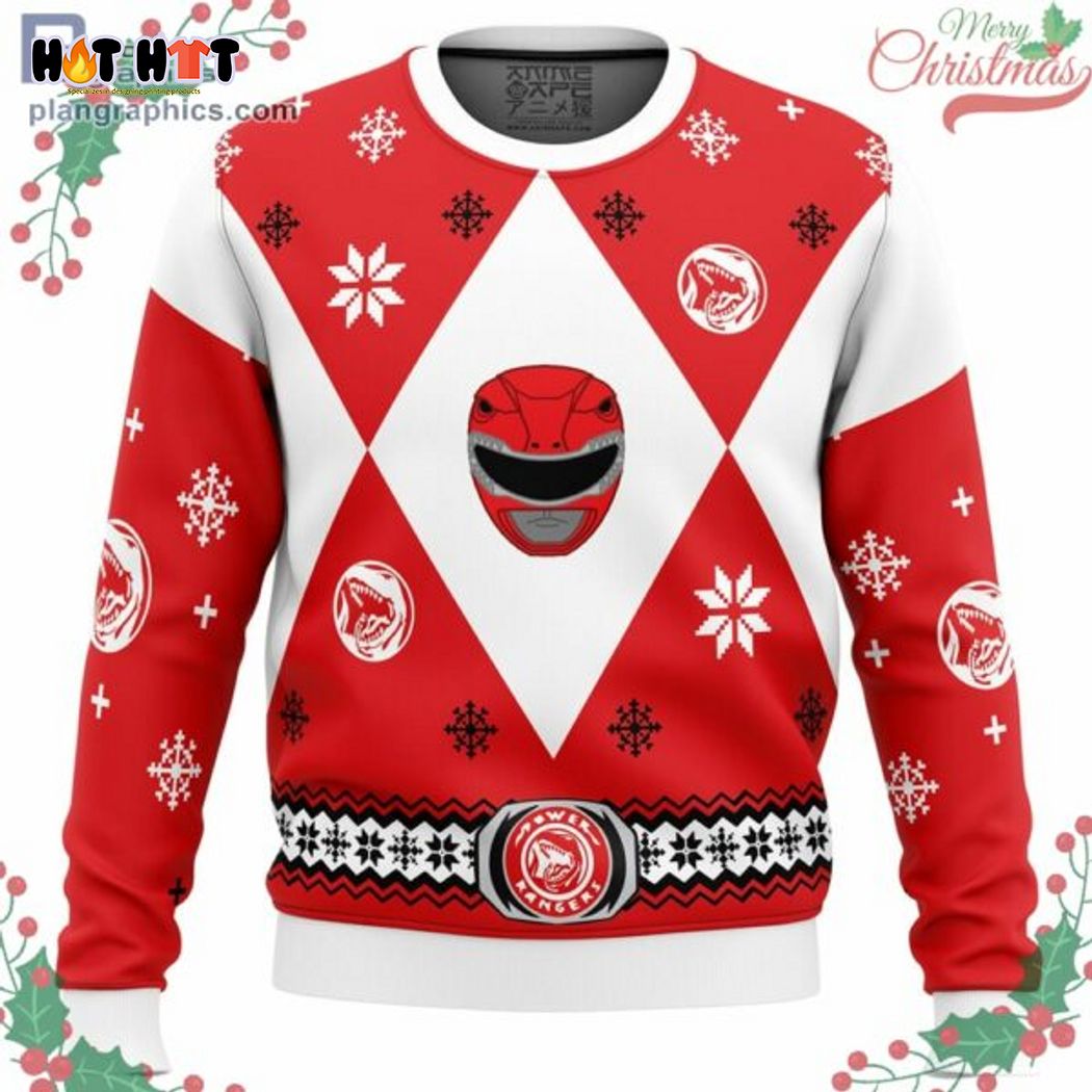 Mighty Morphin Power Rangers Red Ranger Ugly Christmas Sweater