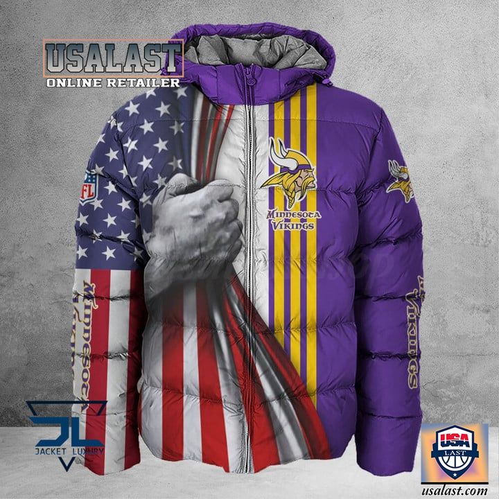 Available Minnesota Vikings American Flag 3D Down Jacket
