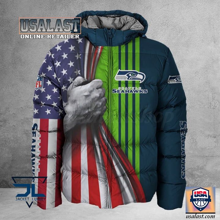 The Great Seattle Seahawks American Flag 3D Down Jacket