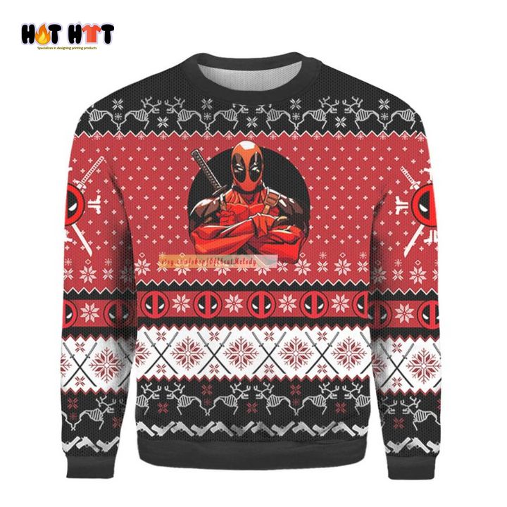 Available Santa Deadpool Kiss My Ass Christmas Ugly Sweater