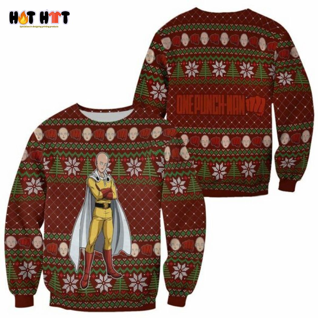 One Punch Man Saitama Ugly Christmas Sweater