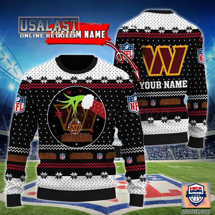 (Available) Personalized Grinch Washington Commanders Woolen Sweater
