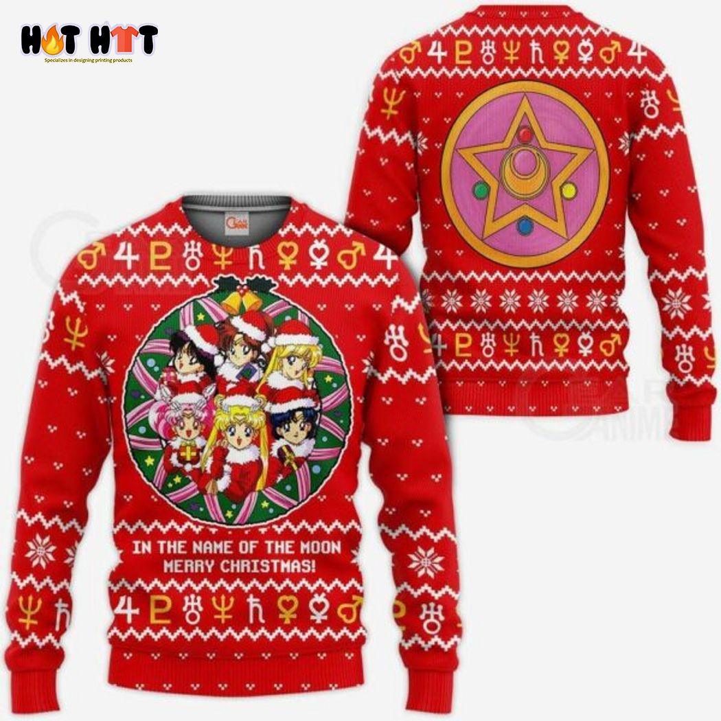 Sailor Moon In The Name Of The Moon Merry Christmas Ugly Christmas Sweater