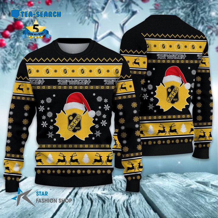 Unique Skelleftea AIK Santa Hat Ugly Christmas Sweater Jul Tröja