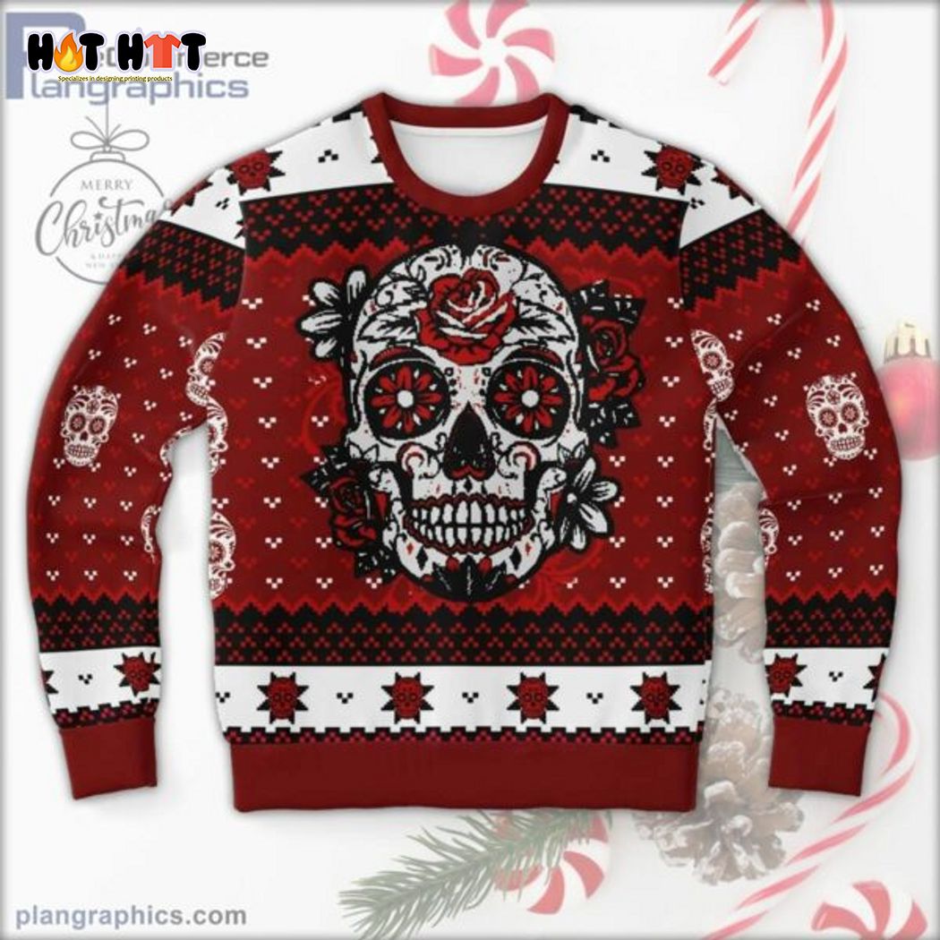 Skull Day Of The Dead Ugly Christmas Sweater