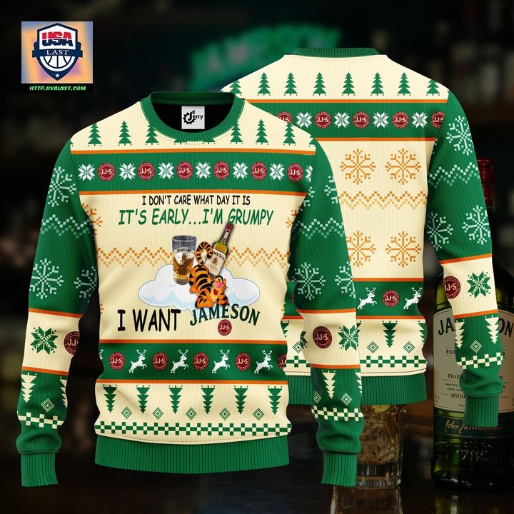 New Fashion Tigger I Dont Care What Day It Is Its Early Im Grumpy I Want Jameson Ugly Christmas Sweater