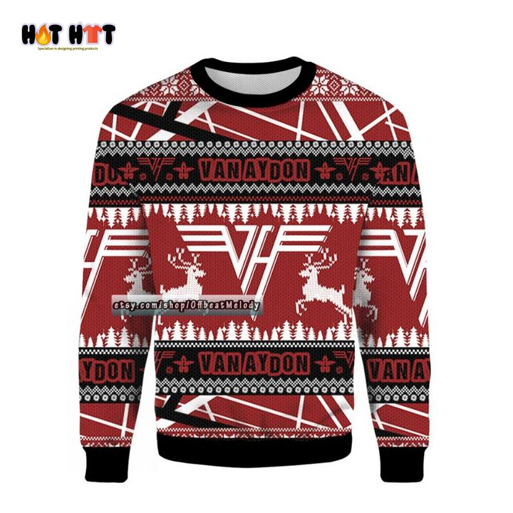 Excellent Eddie Van Halen Van Aydon Ugly Christmas Sweater