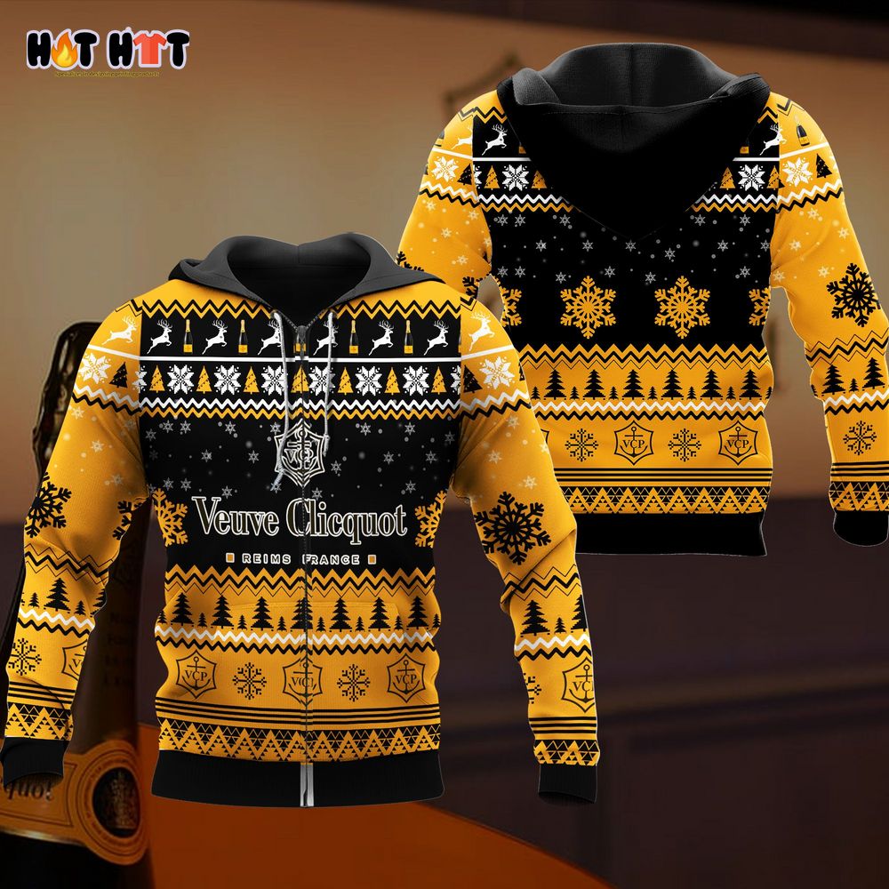 Veuve Clicquot 3D Print Ugly Christmas Sweater Hoodie Zip Hoodie Bomber Jacket Style 01