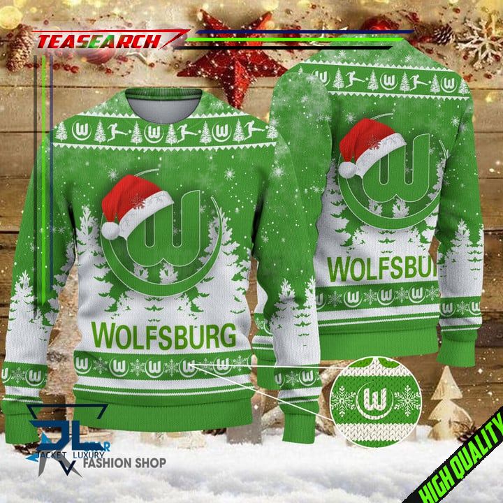 New Launch VfL Wolfsburg Santa Hat Knitted Ugly Sweater