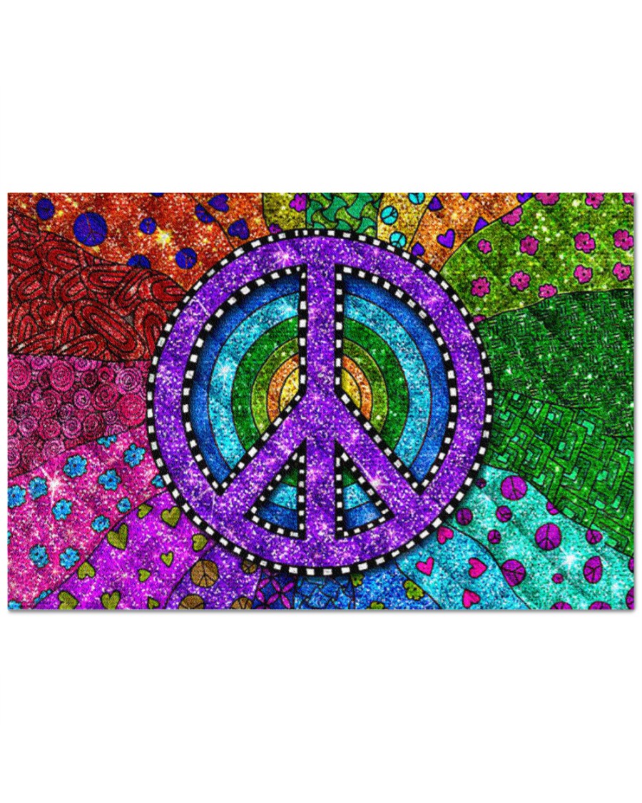 Hippie peace symbol doormat