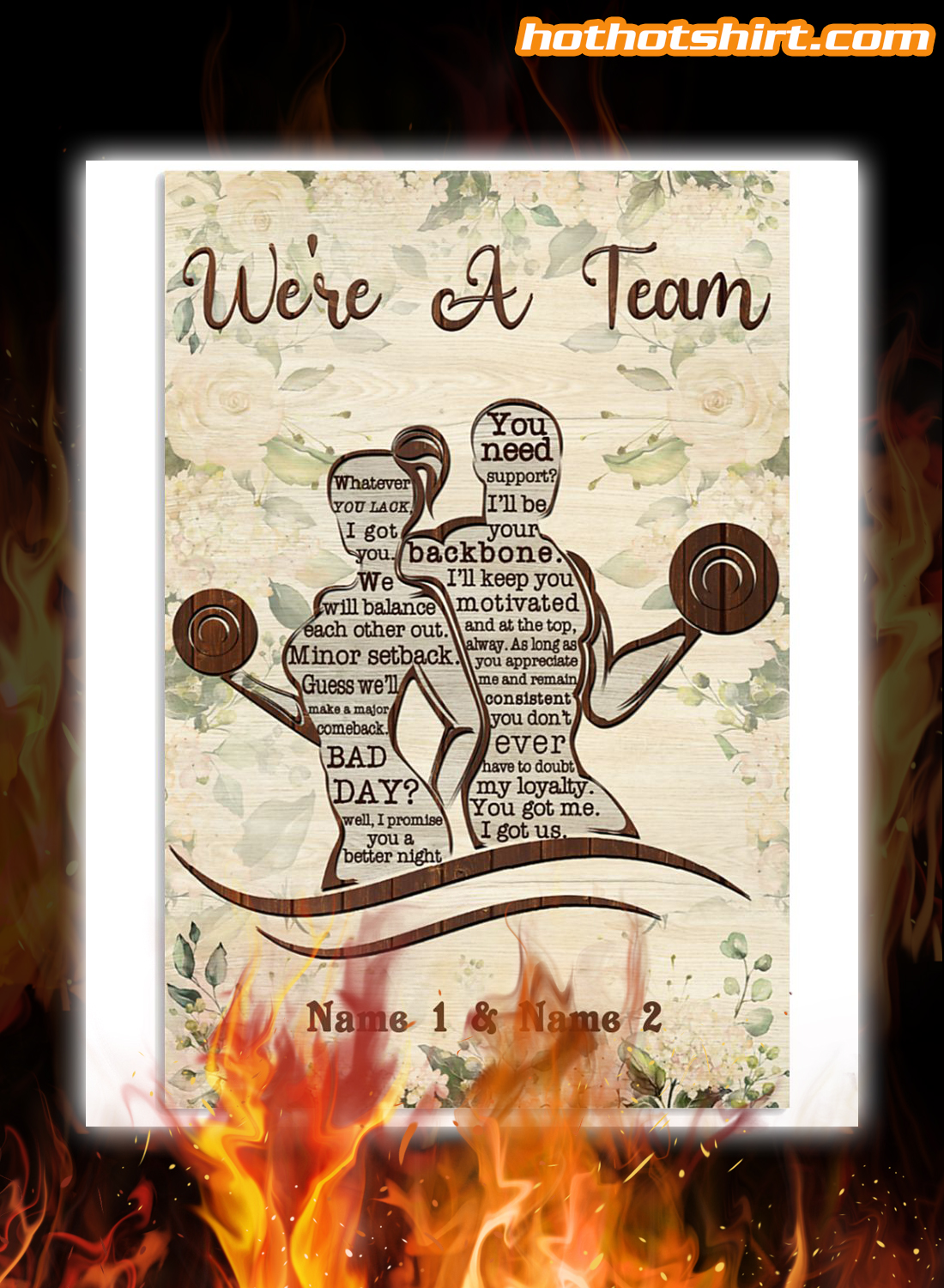 Fitness Couple We’re A Team Custom Name Poster