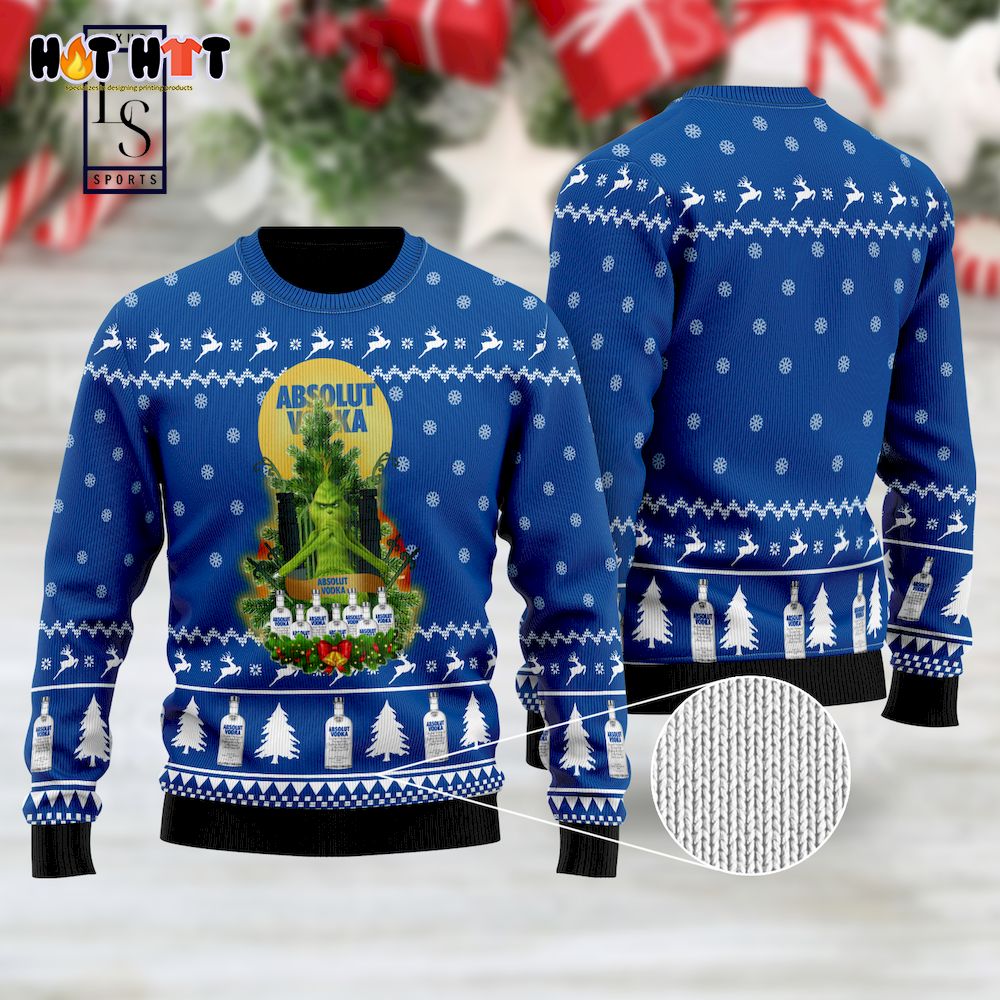 Absolut Vodka Grinch Snowflake Ugly Christmas Sweater