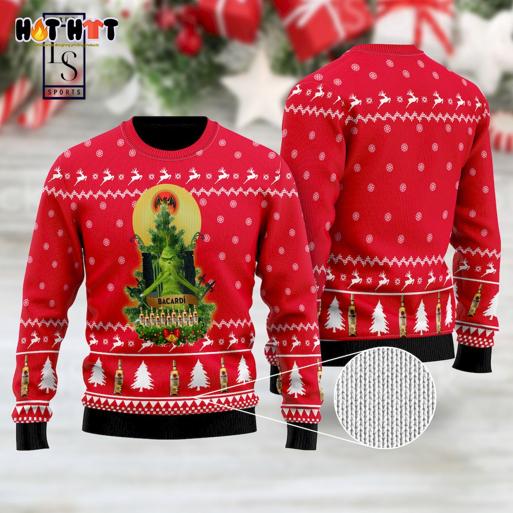 Bacardi Grinch Snowflake Ugly Christmas Sweater