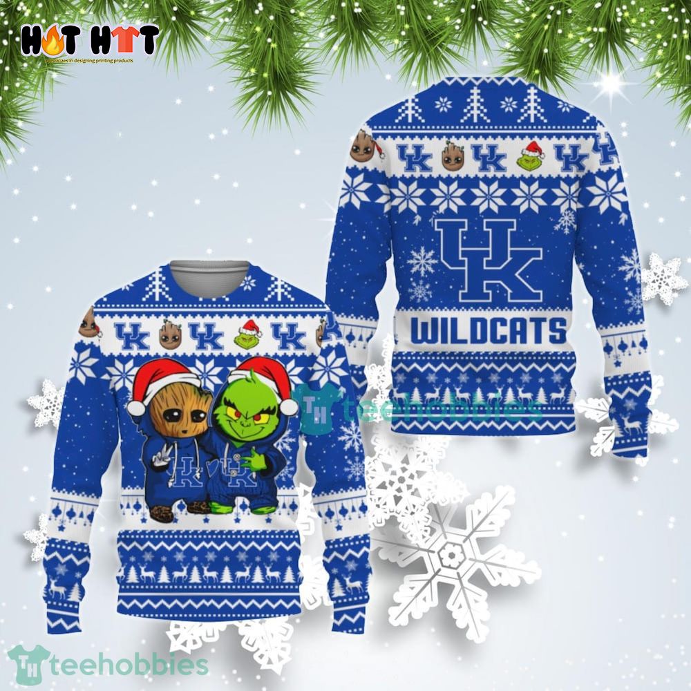 Kentucky Wildcats Baby Groot And Grinch Best Friends Ugly Christmas Sweater