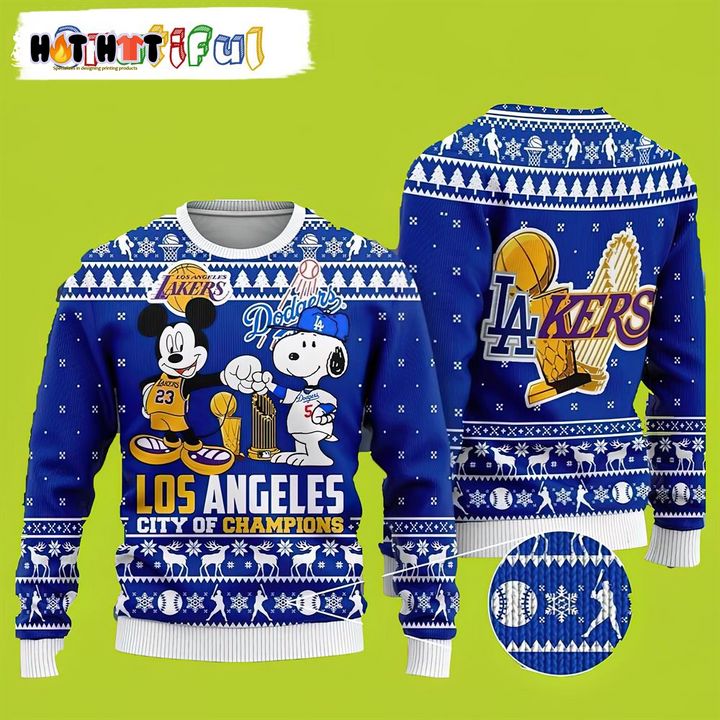 For Fans Los Angeles City Of Champions Ugly Christmas Sweater