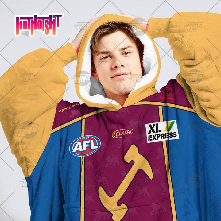 Top Finding Personalised AFL Brisbane Lions The Simpsons Sherpa Hoodie Blanket