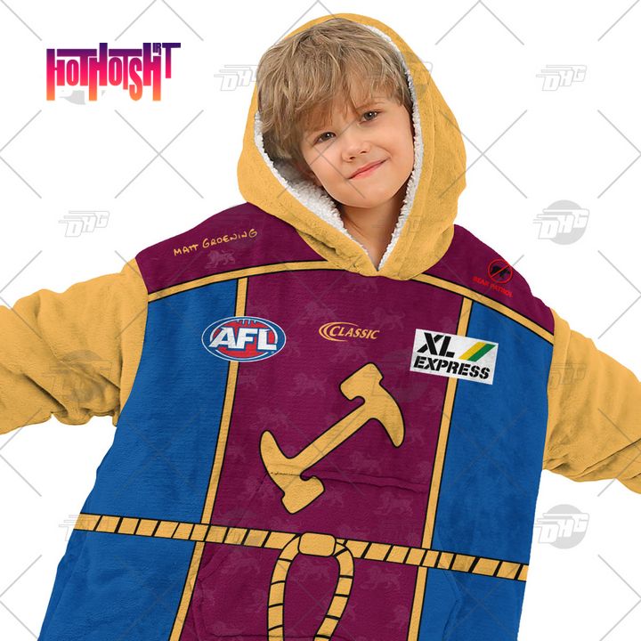 Top Finding Personalised AFL Brisbane Lions The Simpsons Sherpa Hoodie Blanket