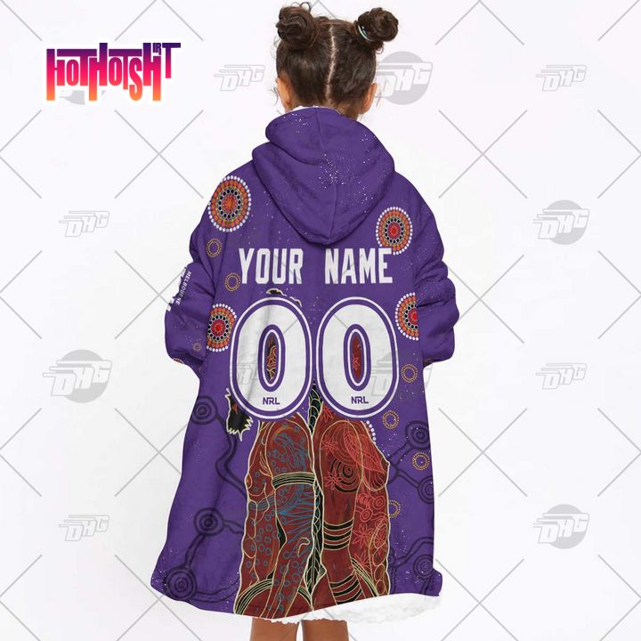 Where To Buy Personalized Melbourne Storm Naidoc Sherpa Hoodie Blanket