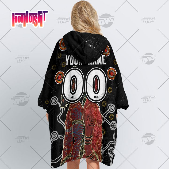 Best Sale Personalized Penrith Panthers Naidoc Sherpa Hoodie Blanket