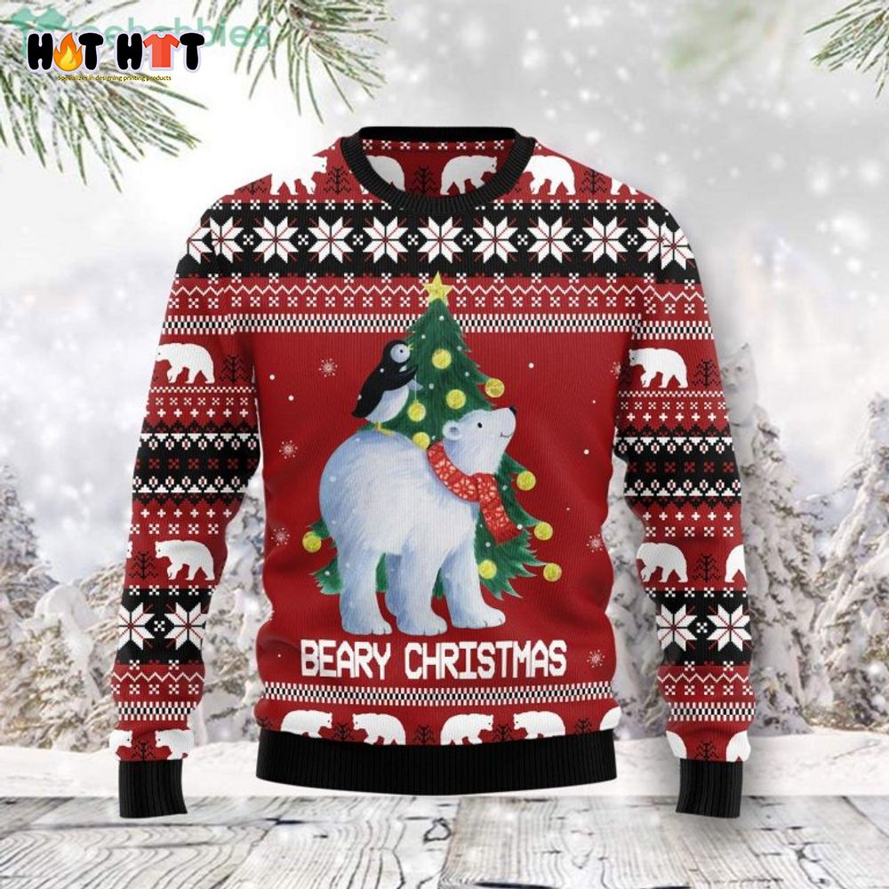Polar Bear Penguin Beary Christmas Ugly Christmas Sweater