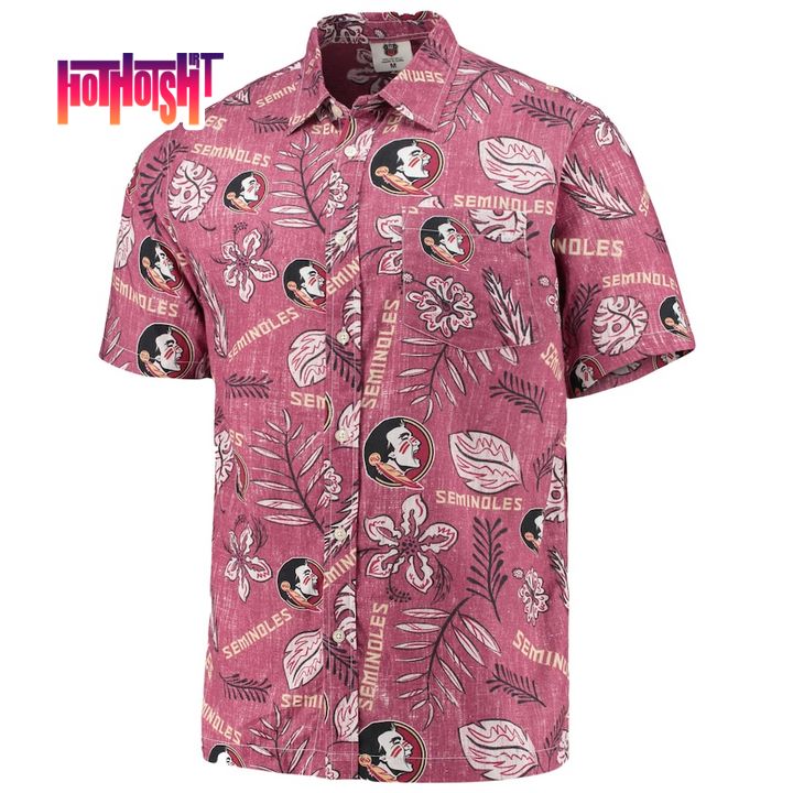 Florida State Seminoles Wes & Willy Garnet Vintage Floral Hawaiian Shirt