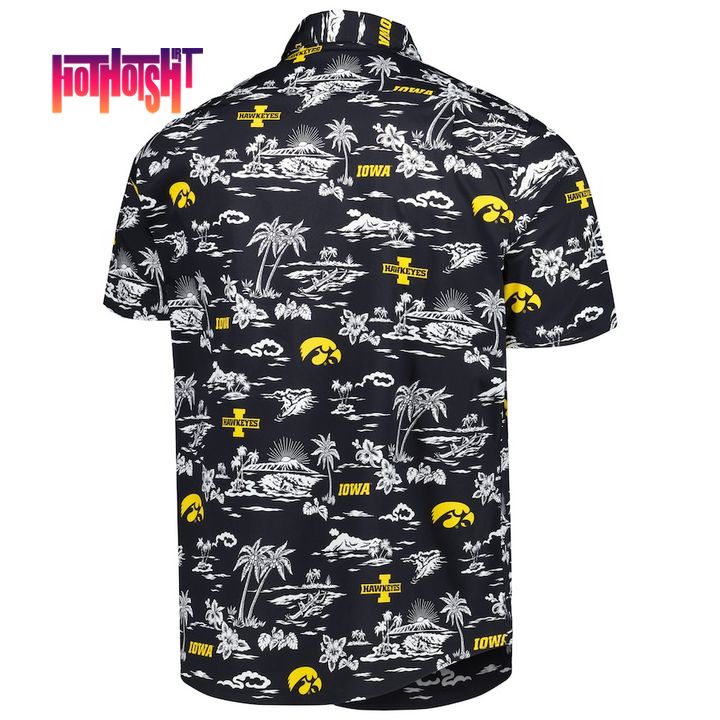 Ultra Hot Iowa Hawkeyes Spooner Black Performance Hawaiian Shirt