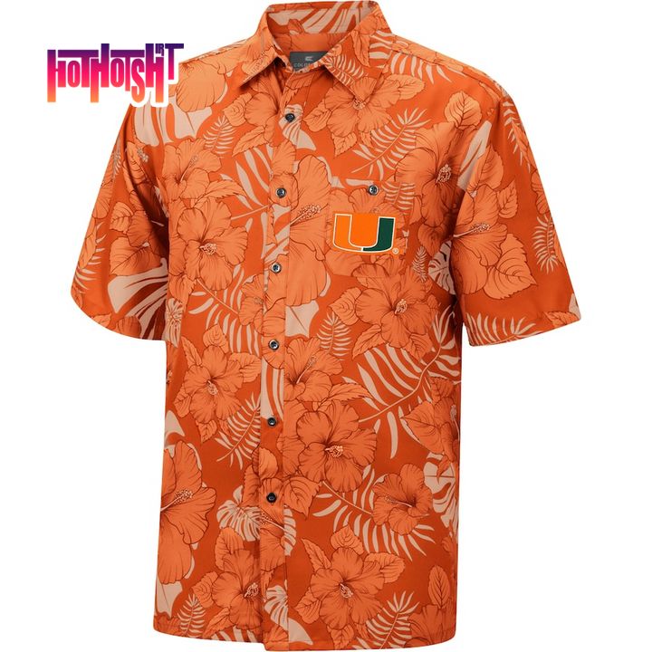 Miami Hurricanes Colosseum Orange The Dude Camp Hawaiian Shirt