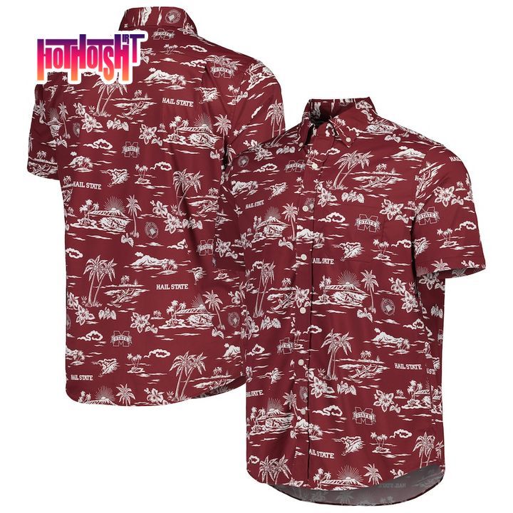 Excellent Mississippi State Bulldogs Spooner Maroon Performance Hawaiian Shirt