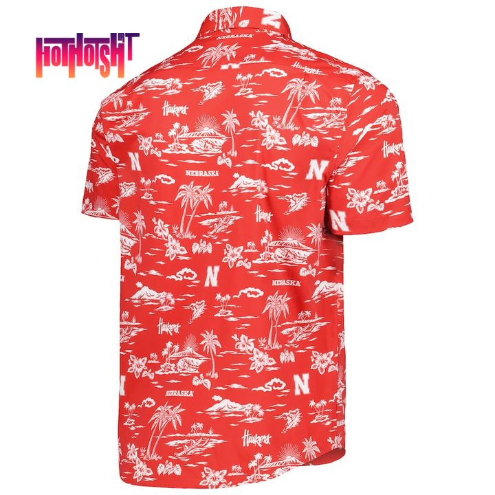 Good Quality Nebraska Huskers Spooner Scarlet Performance Hawaiian Shirt