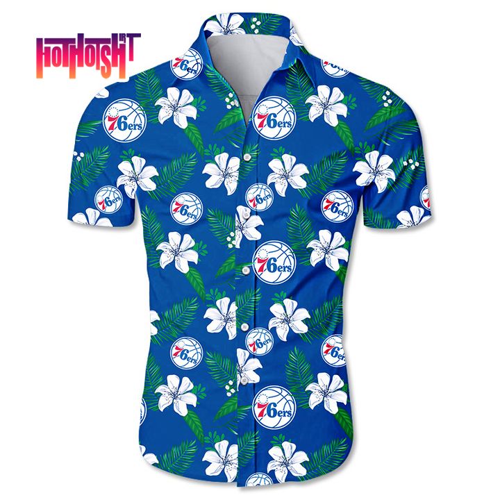 Philadelphia 76ers Tropical Flowers Button Up Shirt