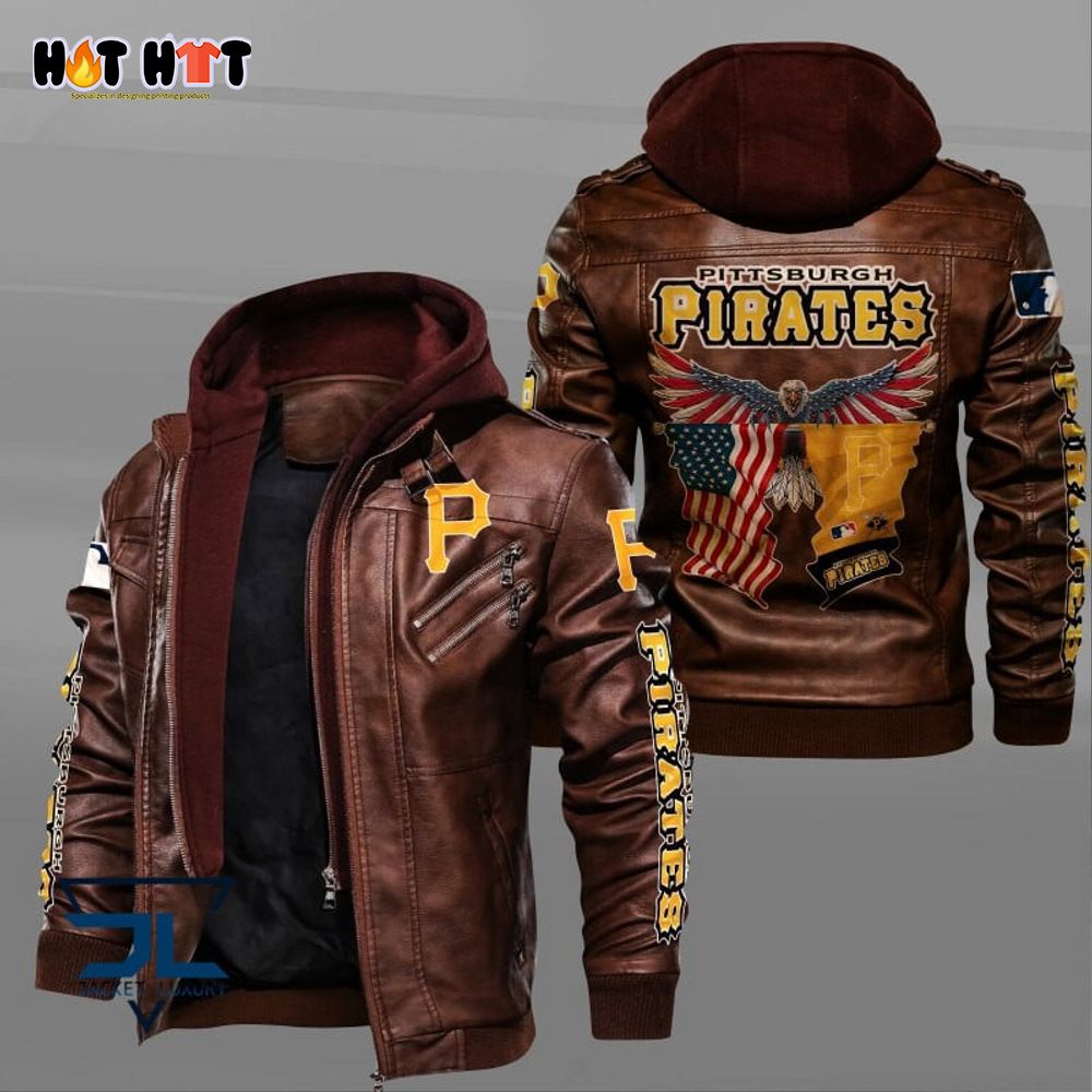 Pittsburgh Pirates Eagle US Flag Leather Jacket