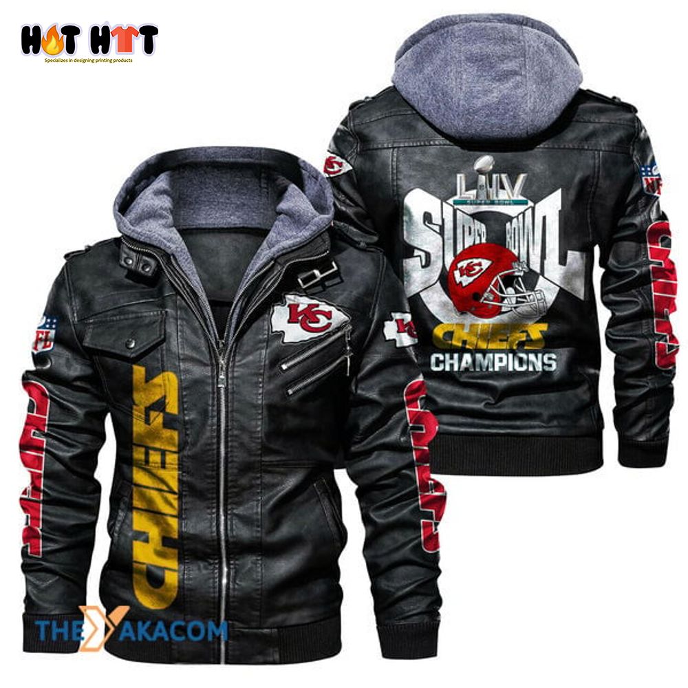 NFL Kansas City Chiefs Super Bowl LVII Champions Leathe Logo Brown And  Black Leather Jacket For Fans - Freedomdesign