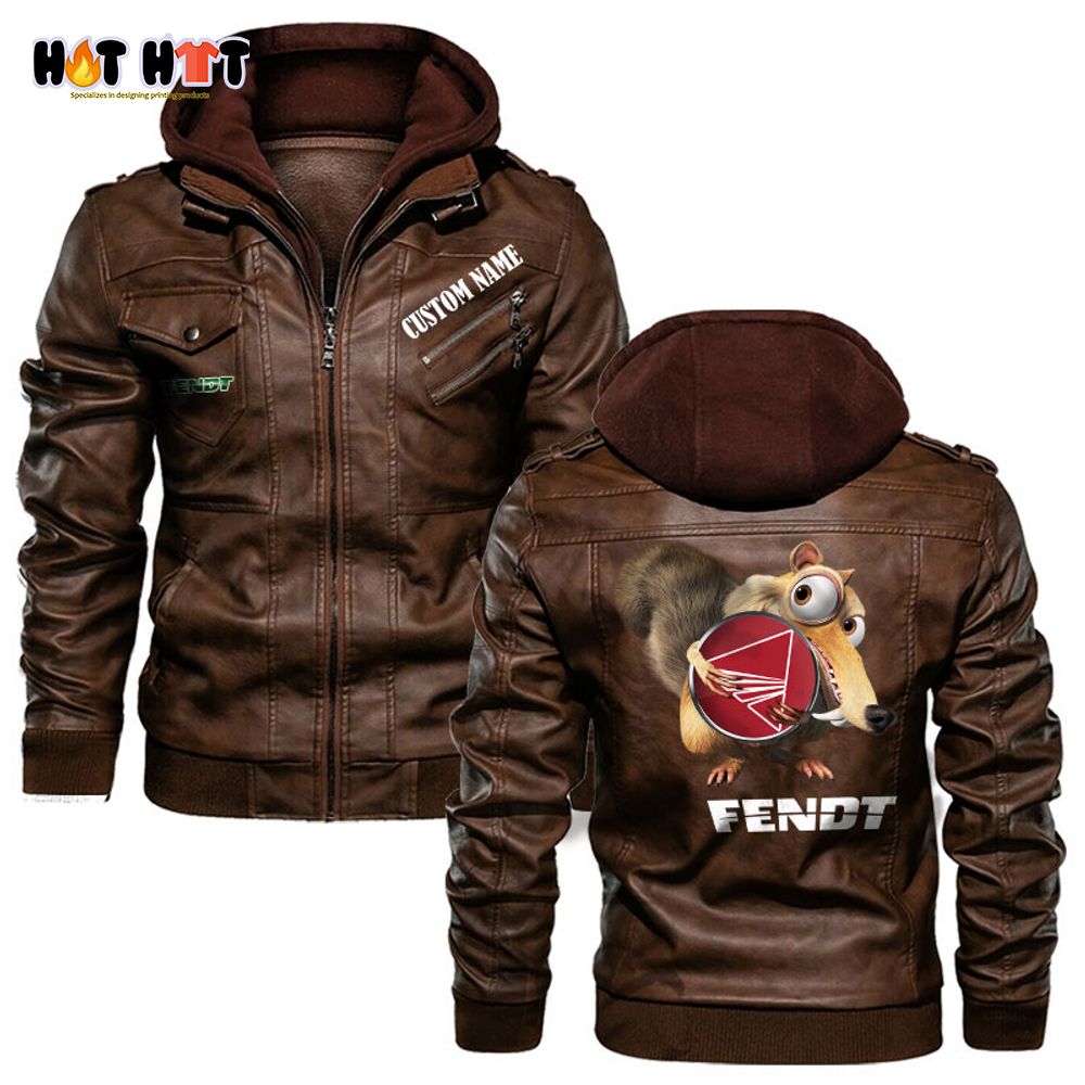 Personalized Name Ice Age Scrat Hug Fendt Logo Leather Jacket