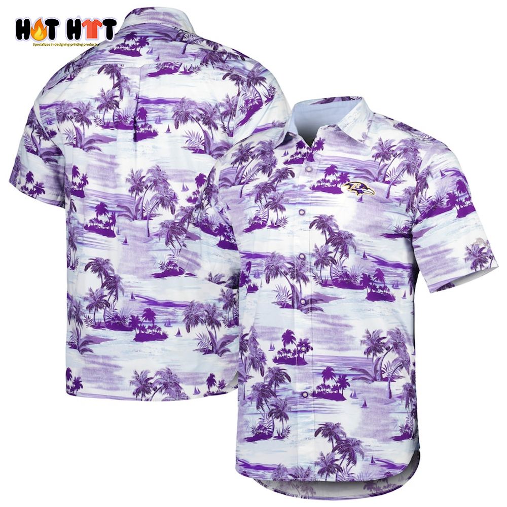 Baltimore Ravens Tropical Horizons Purple Button-Up Shirt
