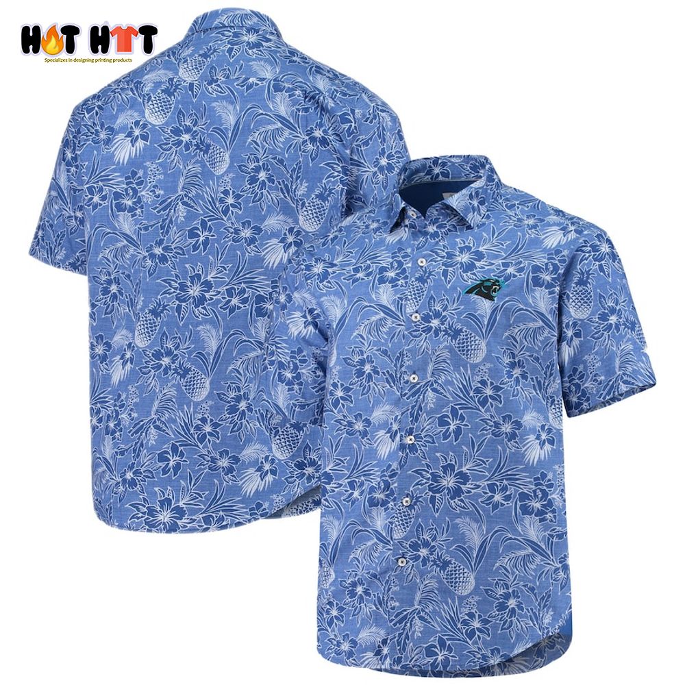 Carolina Panthers Lua Tiki Blue Button-Up Shirt