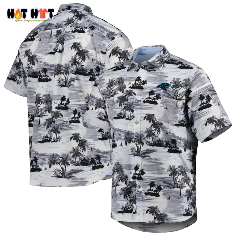 Carolina Panthers Tropical Horizons Black Button-Up Shirt