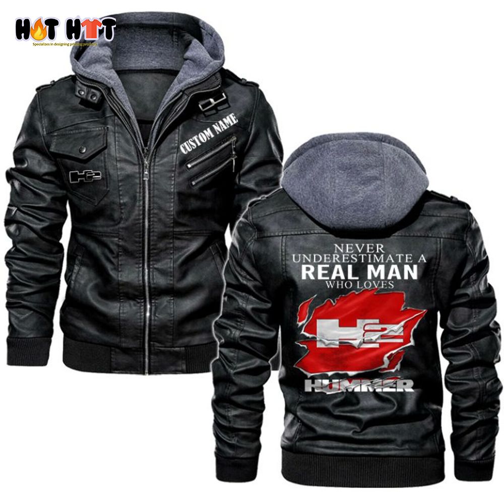 Personalized Name Never Underestimate A Real Man Who Loves Hummer H2 Leather Jacket