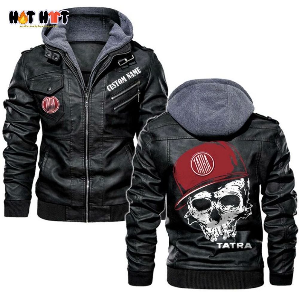 Personalized Name SYM Skull Hat Leather Jacket